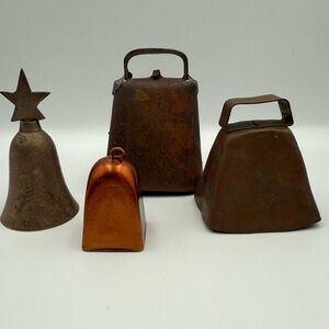 Vintage Lot Of 4 Metal Bells
